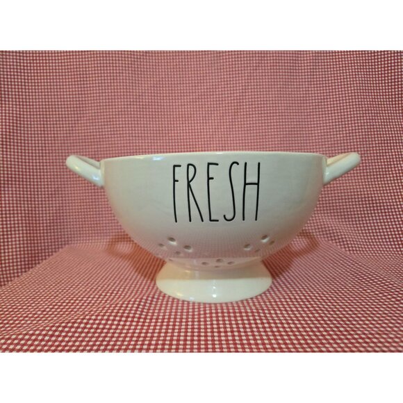 Rae Dunn Artisan Collection Ceramic Colander "Fresh" Design By Magenta 11" Diame - Picture 1 of 5